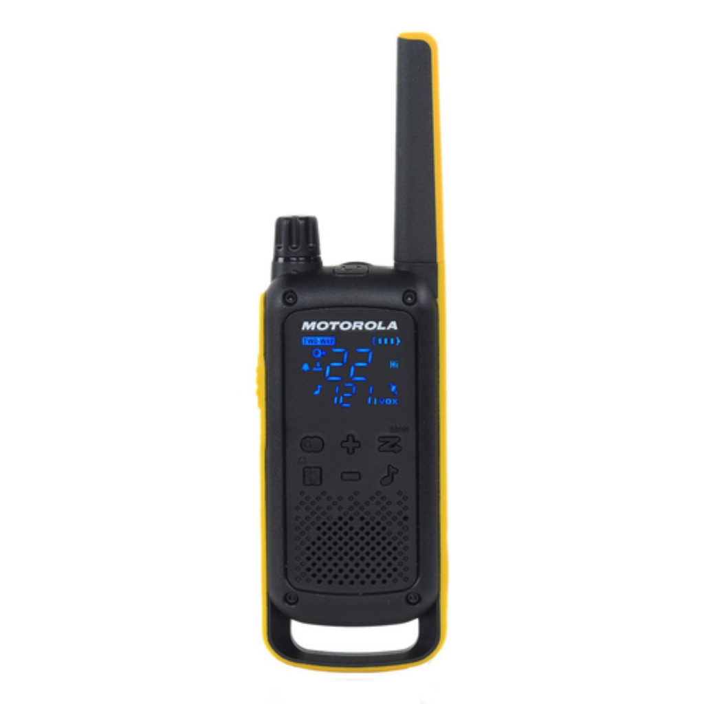 Radios de Dos Vías Recargables – Paquete Doble, Largo Alcance, Manos Libres, USB Rechargeable, Color Negro/Amarillo