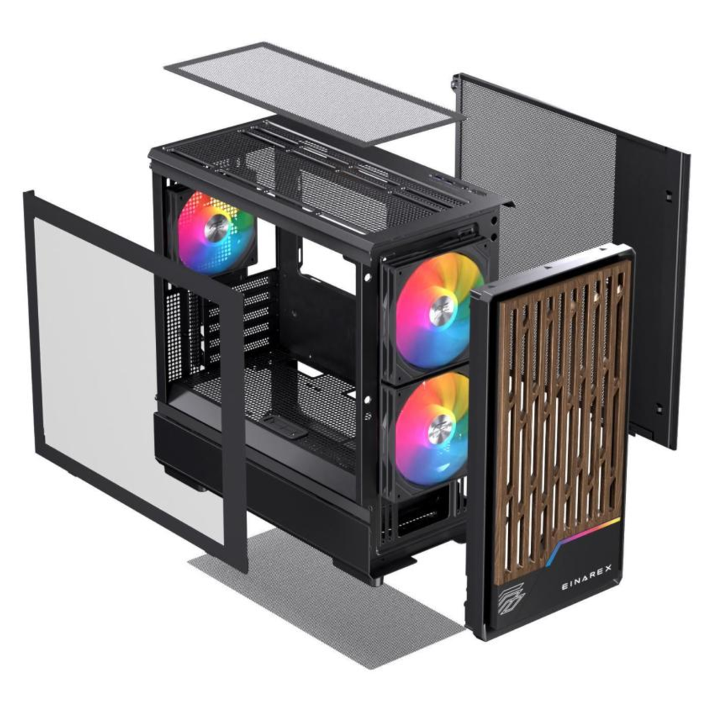 Gabinete Gamer EINAREX PM400 RGB Black Micro ATX Cristal Templado