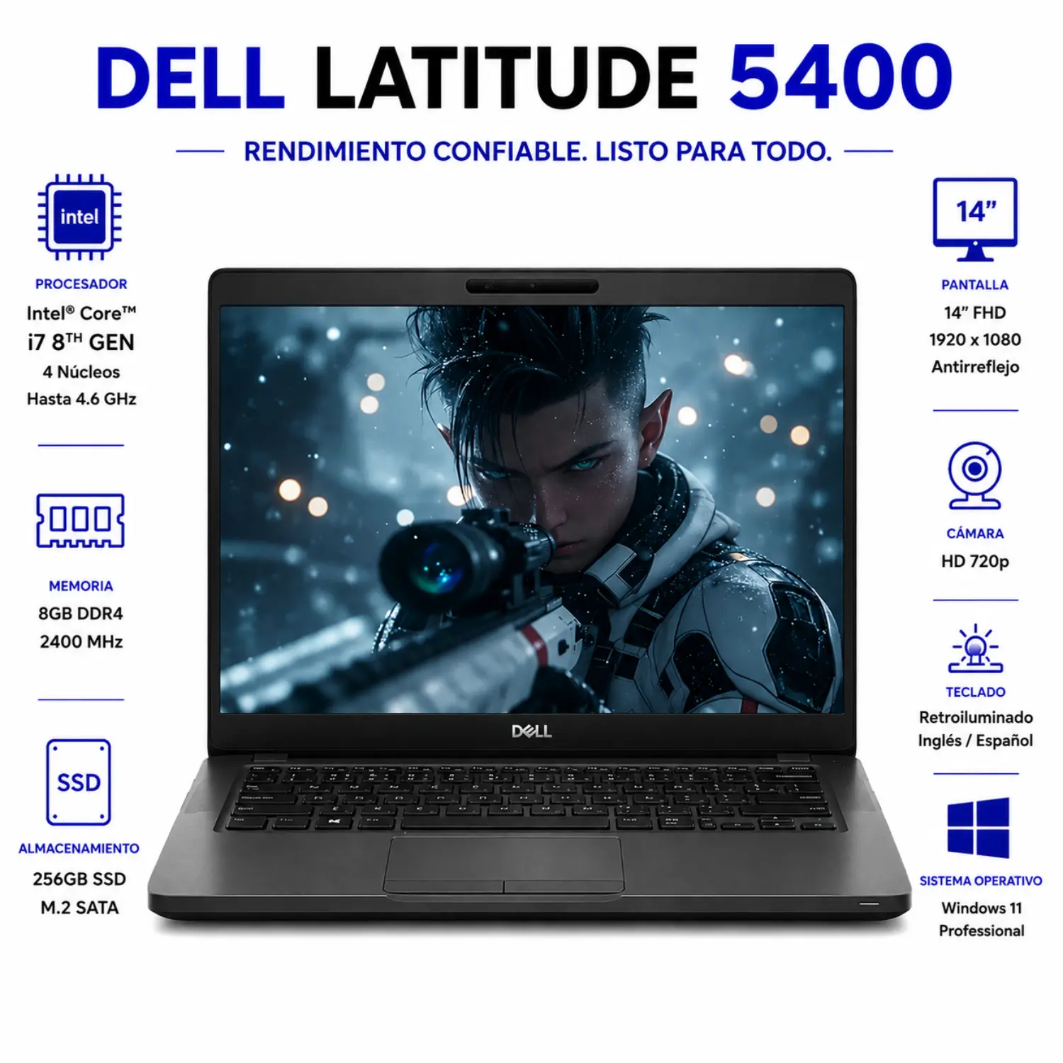 Dell Latitude 5400 14" FHD Intel Core i7 8GB RAM 256GB SSD Windows 11 