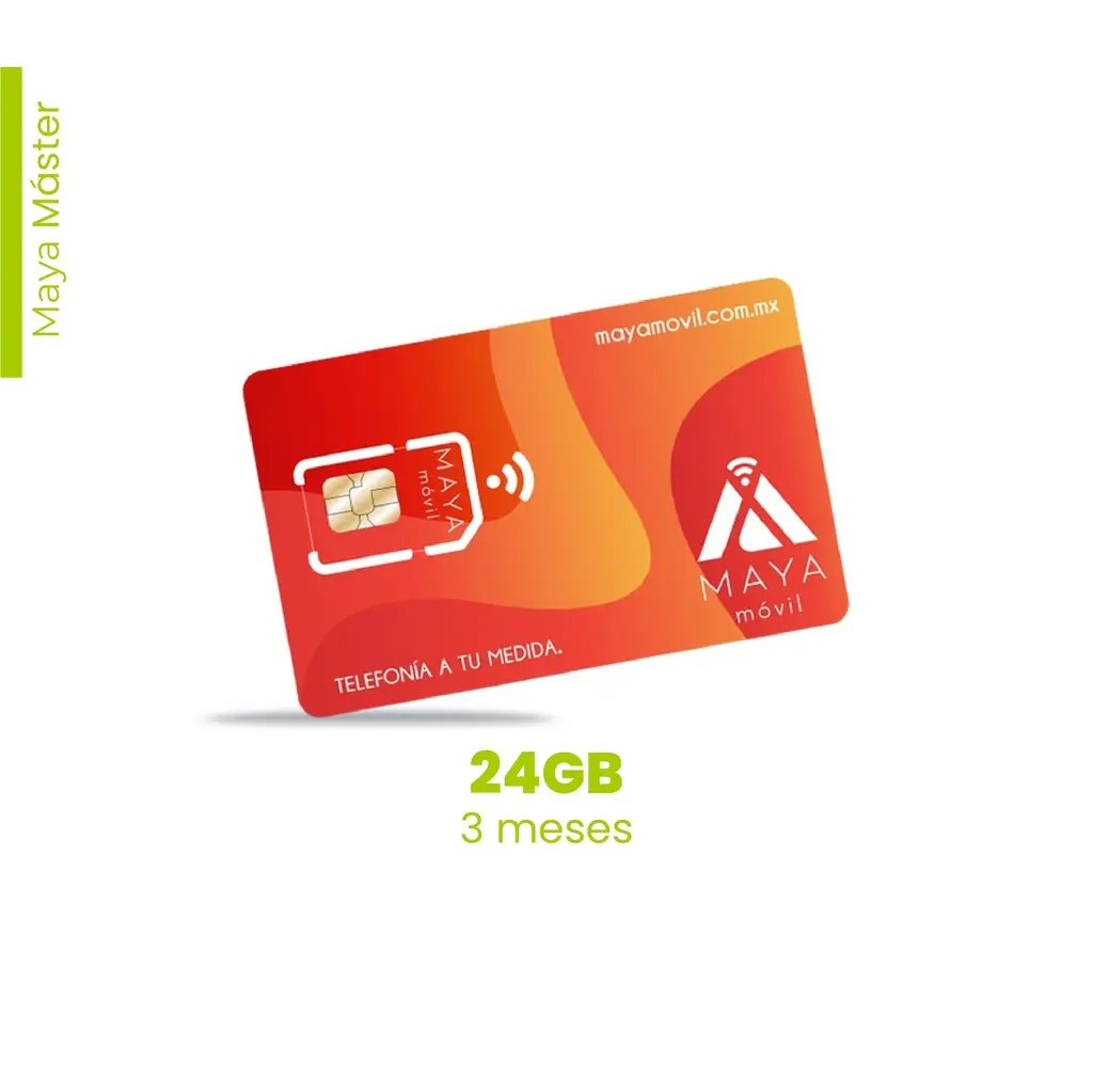 Maya Móvil Máster 3 meses de vigencia, 24 Gb de datos, llamadas, SMS y redes sociales ilimitados