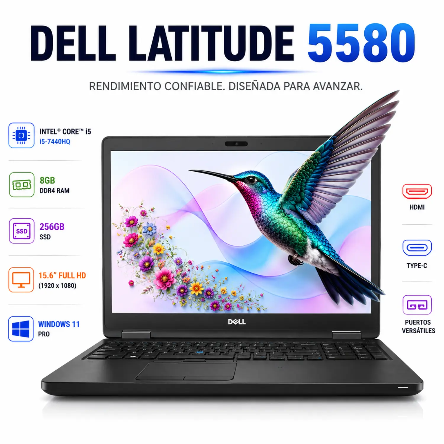 Dell Latitude 5580 15.6" FHD Intel Core i5 8GB RAM 256GB SSD Windows 11 (Reacondicionado) 