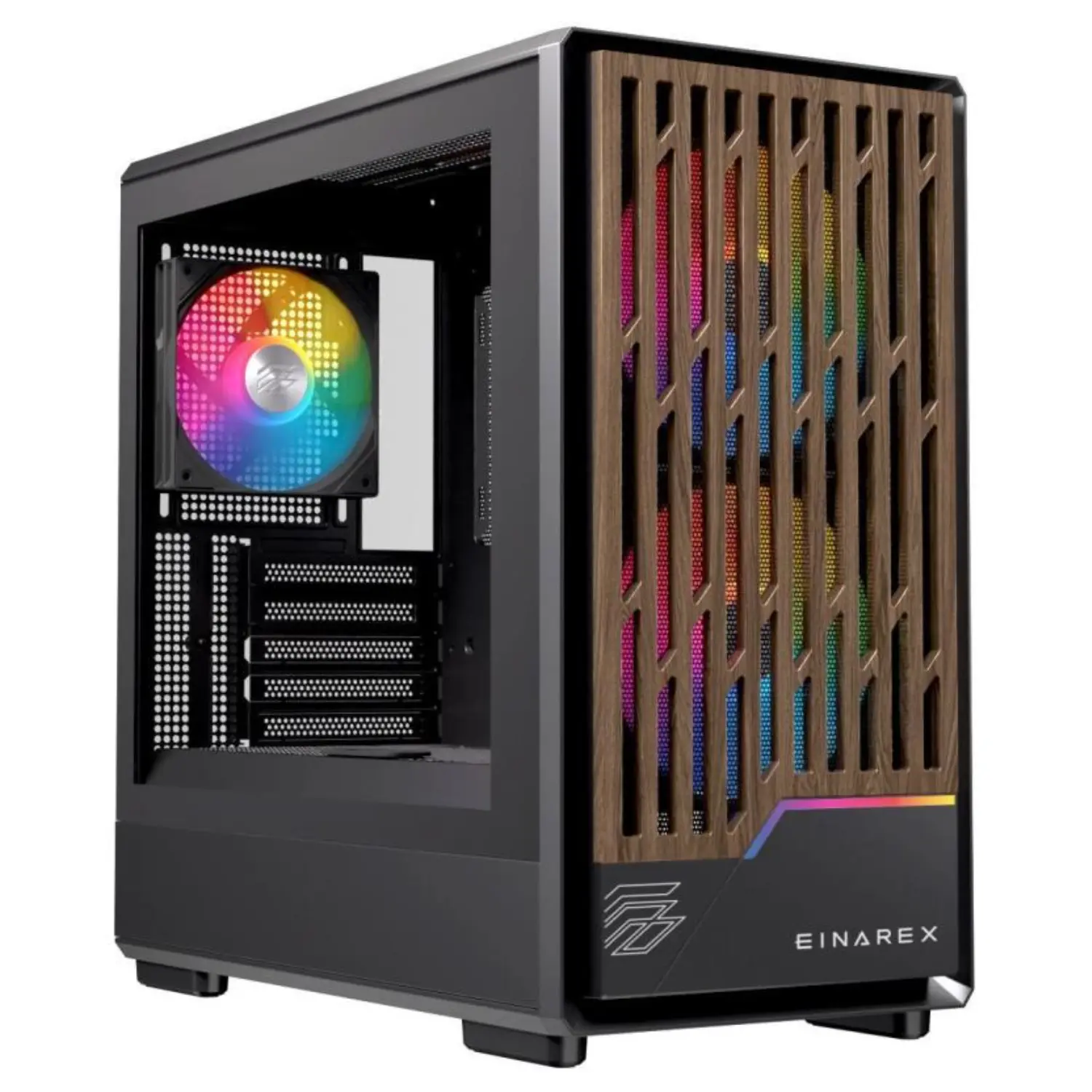 Gabinete Gamer EINAREX PM400 RGB Black Micro ATX Cristal Templado