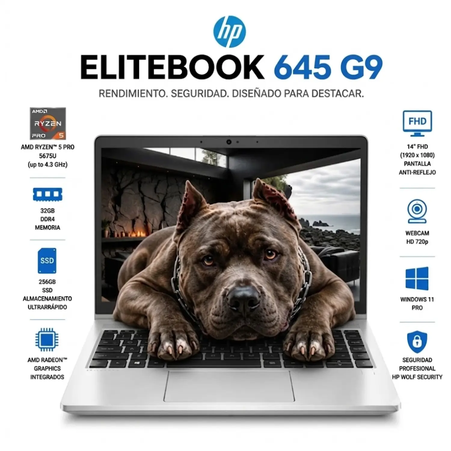 [6L7T9UC#ABA_HP_WDUUZ_R/RFB] Reacondicionado-HP EliteBook 645 G9 14" FHD Ryzen 5 PRO 5675U 32GB RAM 256GB SSD Win11 Pro 