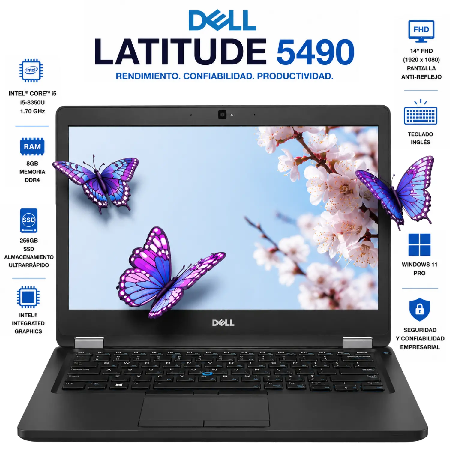 [DE5490-I5-8TH-8-256-AB/RFB] Dell Latitude 5490 14" FHD Intel Core i5 8GB RAM 256GB SSD Windows 11