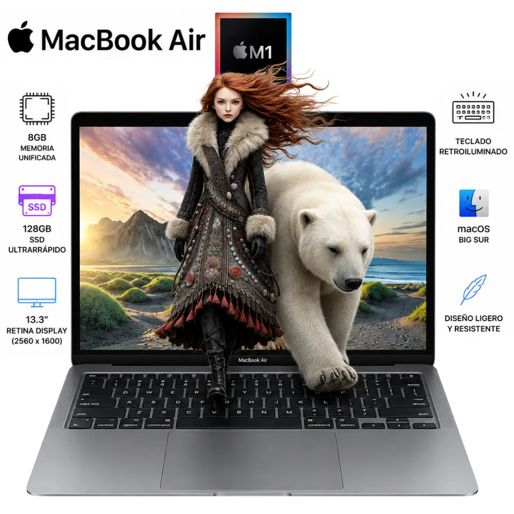 [MGN93LL/A-GRB/RFB] Apple MacBook Air M1 13.3" 8GB RAM 128GB SSD Gris Espacial (Reacondicionado)