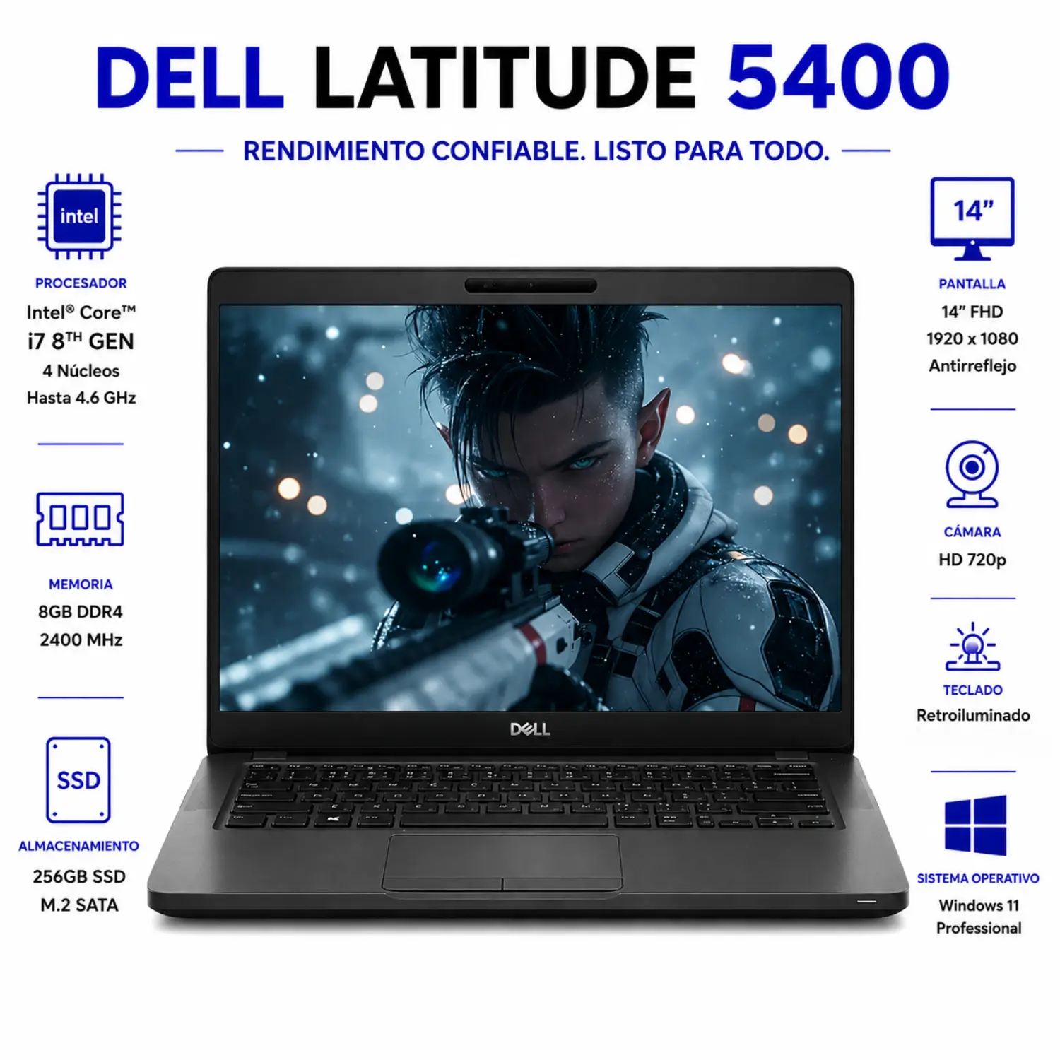 [DE5400-I7-8-256-FHD/RFB] Dell Latitude 5400 14" FHD Intel Core i7 8GB RAM 256GB SSD Windows 11