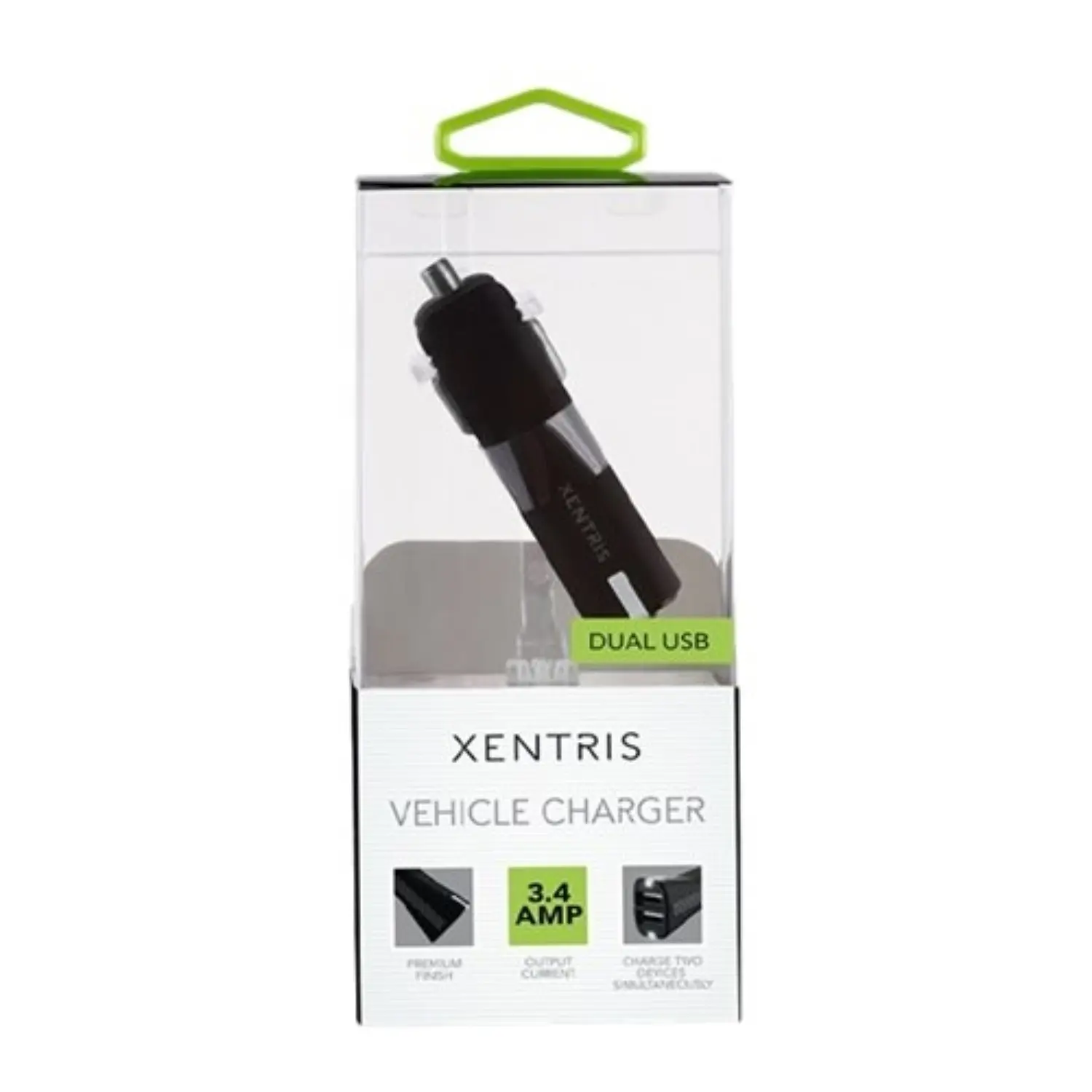 [AC31115205XP/NEW] Xentris AC31115205XP - Cargador de Auto Dual USB de 3.4A, Carga Rápida Simultánea, Negro