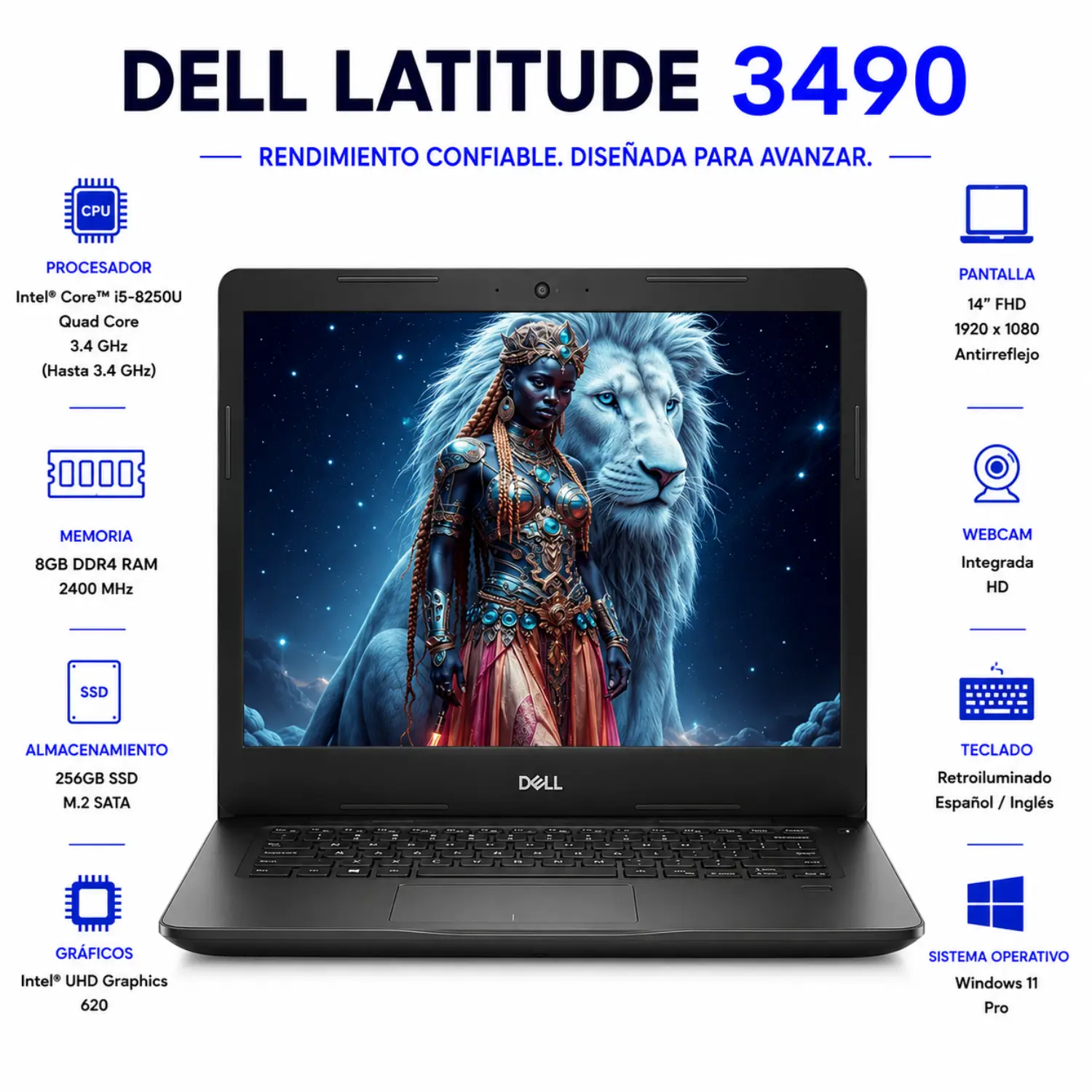 [DE3490-8-256-ES/RFB] Dell Latitude 3490 14" FHD Intel Core i5 8GB RAM 256GB SSD Windows 11