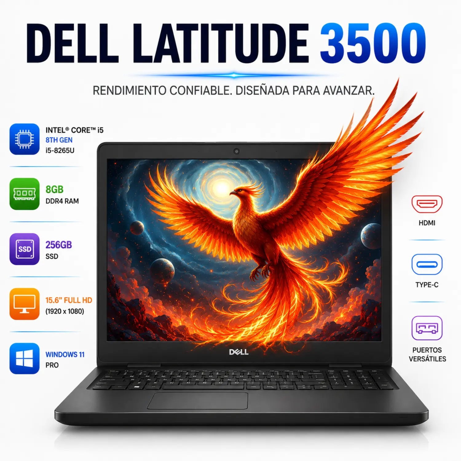 [DE3500-I5-256-ES/RFB] Dell Latitude 3500 15.6" FHD Intel Core i5 8GB RAM 256GB SSD Windows 11