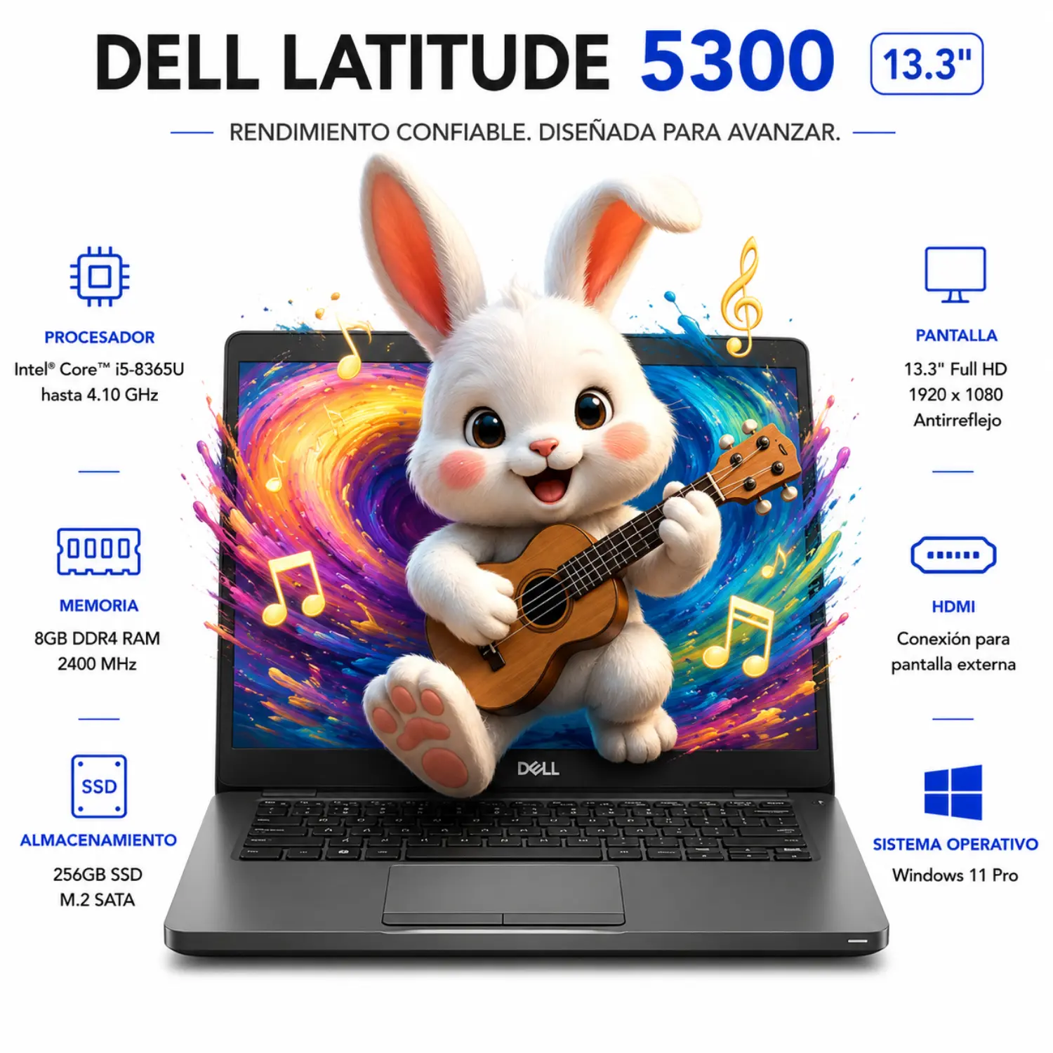 [DE5300-I5-8-256-ES/RFB] Dell Latitude 5300 13.3" FHD Intel Core i5 8GB RAM 256GB SSD Windows 11 (Reacondicionado) 