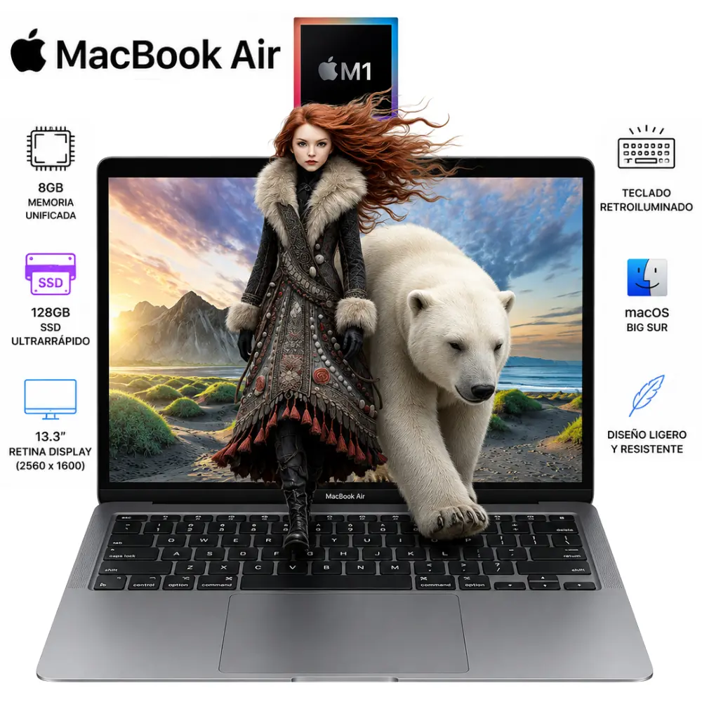 [A2337SPG20-M187-8-S128/RFB] Apple MacBook Air M1 13.3" 8GB RAM 128GB SSD Gris Espacial