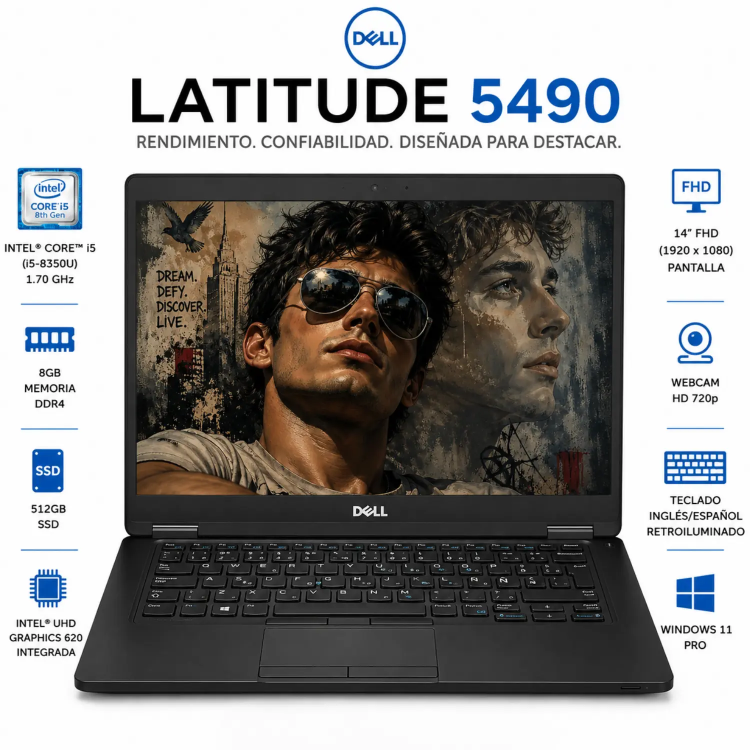 [DE5490-I5-8-512-ES/RFB] Dell Latitude 5490 14" FHD Intel Core i5 8GB RAM 512GB SSD Windows 11